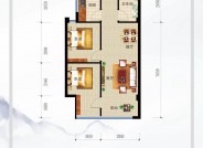 衡水臻达公馆B户型66.5㎡两室一厅一卫